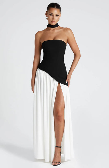 Sopheline - Strapless Maxi Jurk Met Hoge Split En Asymmetrische Taille Dames