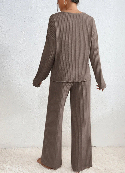 Loungewear Sæt Dame | Todelt Ribstrikket Comfy Sæt