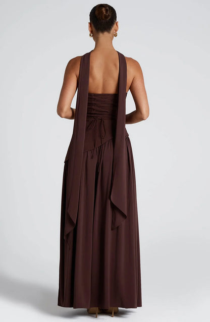 Sopheline - Strapless Maxi Jurk Met Hoge Split En Asymmetrische Taille Dames