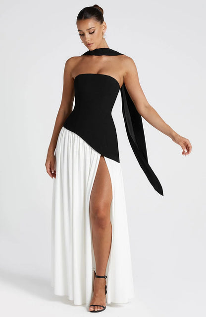Sopheline - Strapless Maxi Jurk Met Hoge Split En Asymmetrische Taille Dames