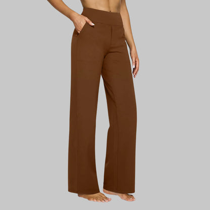 Women’S Wide Leg Yoga Trousers Summer High Waist Stretch Activewear