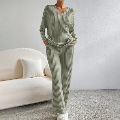 Loungewear Sæt Dame | Todelt Ribstrikket Comfy Sæt