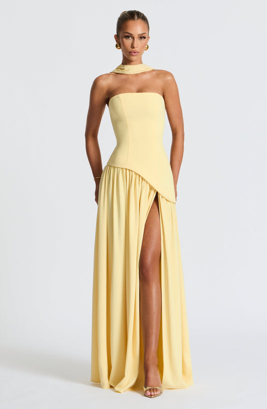 Sopheline - Strapless Maxi Jurk Met Hoge Split En Asymmetrische Taille Dames